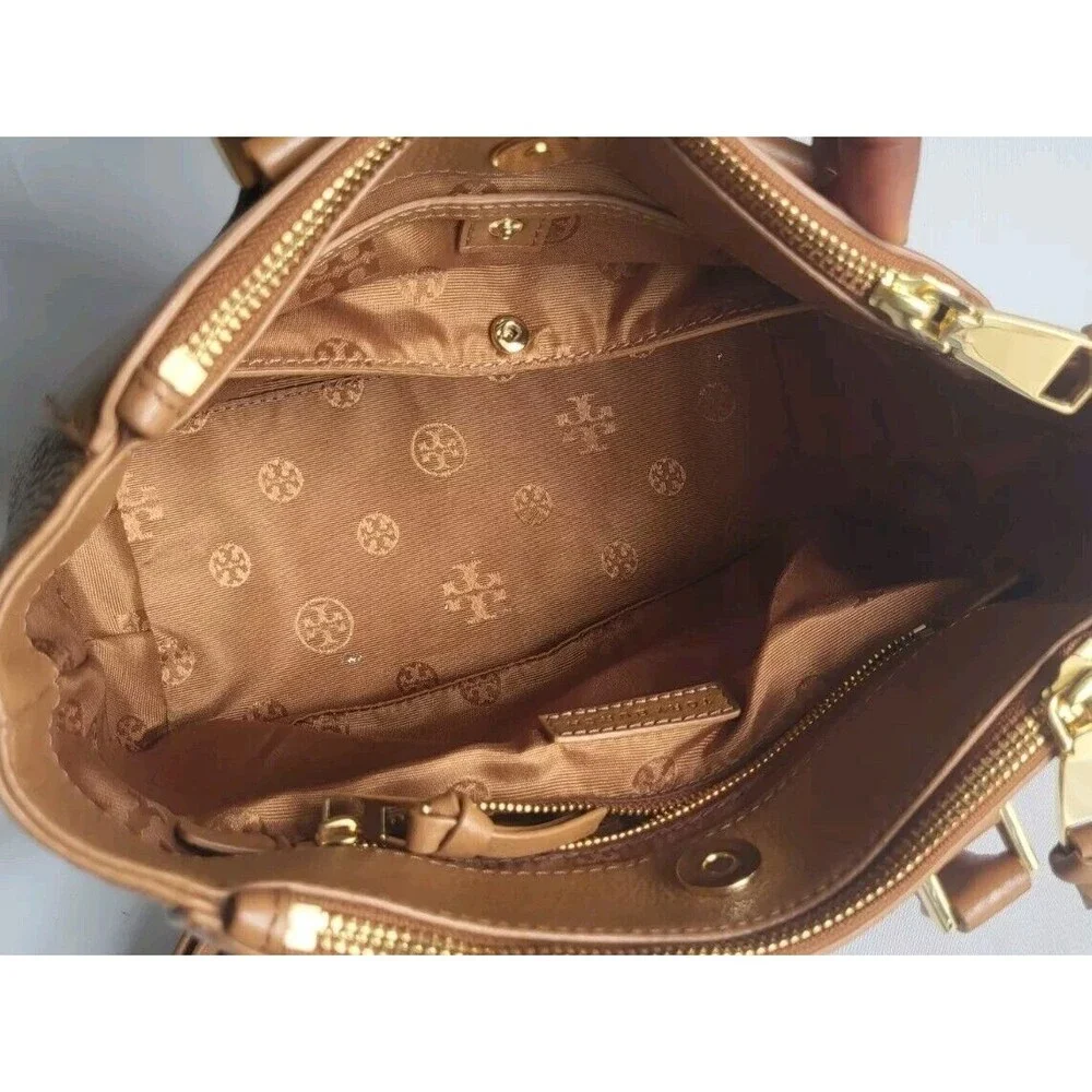 Tory Burch Cognac Pebbled Leather Mini Satchel with Strap